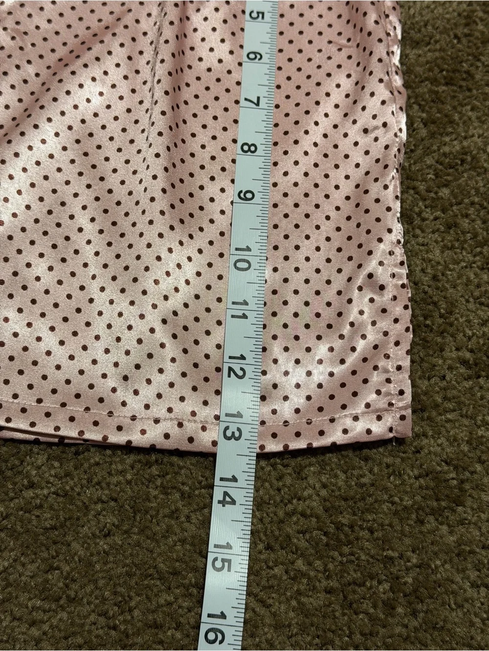 Sleeveless Pink Polka Dot Satin Pajama Set with Brown Trim